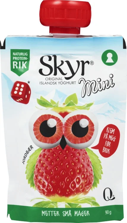 Skyr Mini Jordbær 90g pose Q