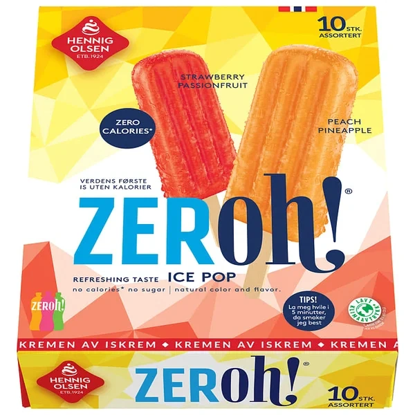 Zeroh! Ice Pop Strawb/peach 10stk Heo
