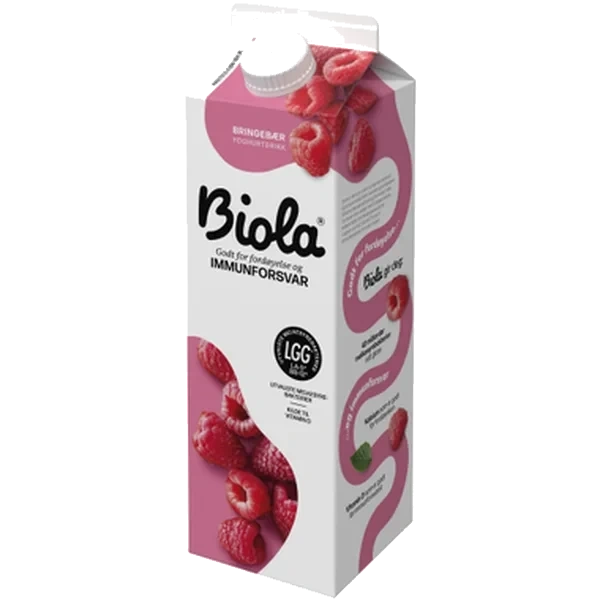 Biola Syrnet Melk Bringebær 1000g Tine