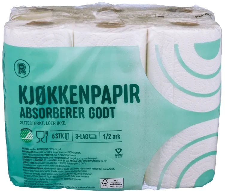 Kjøkkenpapir 3lags  6pk