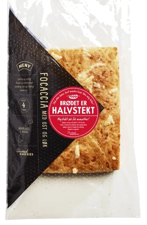 Focaccia Ost&Løk Håndlagd Halvstekt
