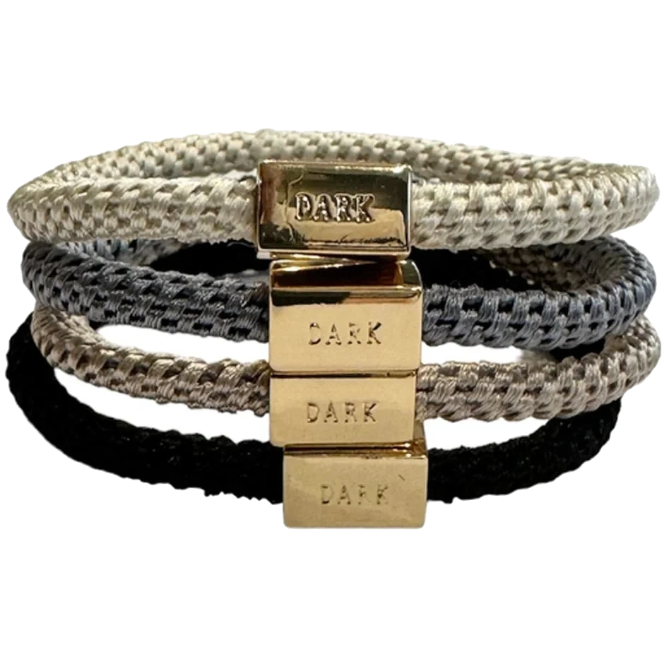 Dark Fat Hair Ties Thin 4 Pk Combo
