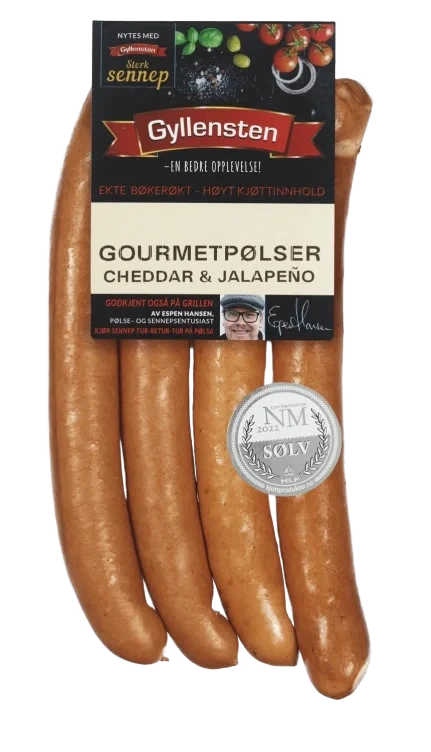 Gourmetpølse Cheddar&Jalap. 360g Gyllensten