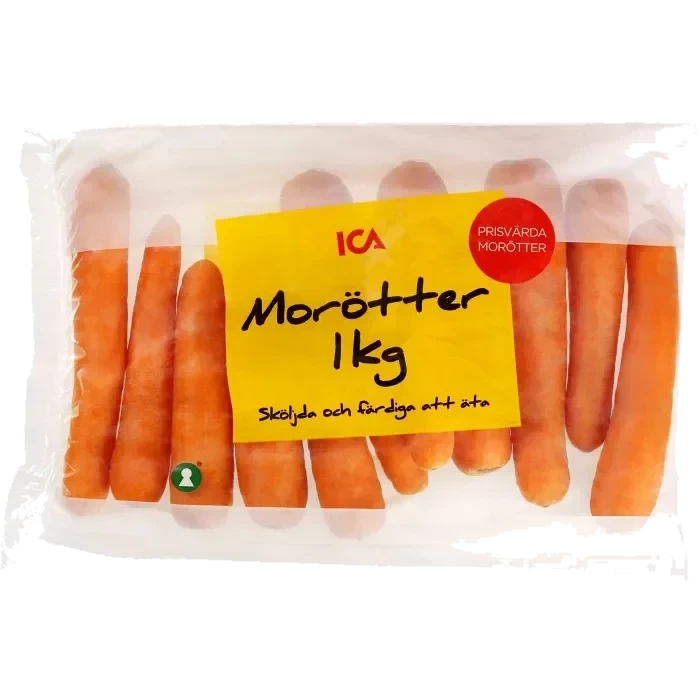 Tvättade morötter 1kg Klass 1 ICA