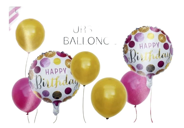 Bursdagsballonger 7stk Rosa/Gul