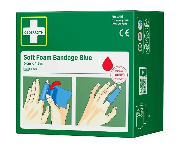 Soft foam bandage blue 4.5m   10stk