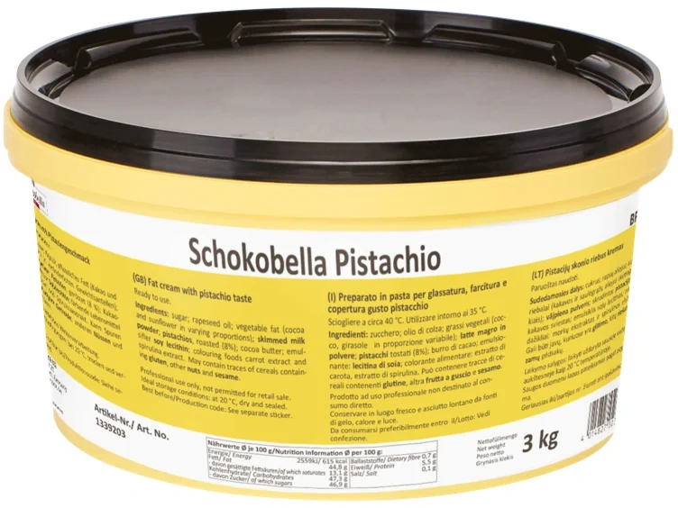 Schokobella pistasje sjokoladekrem for fyll og overtr. 3kg
