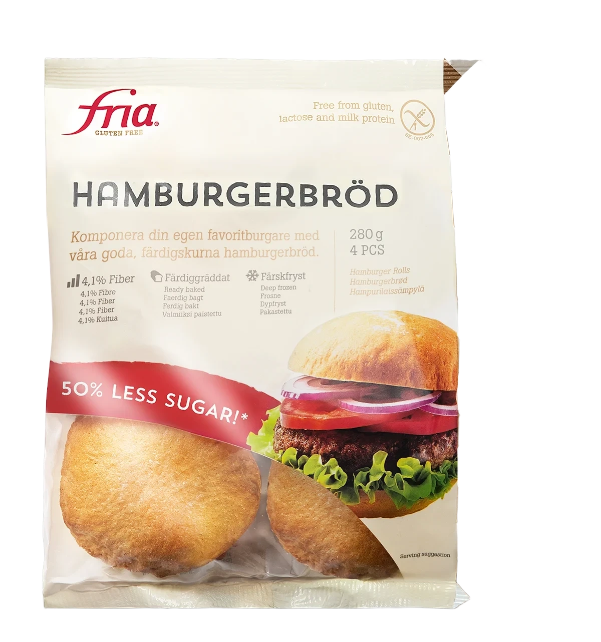 Hamburgerbrød glutenfri 280g Fria