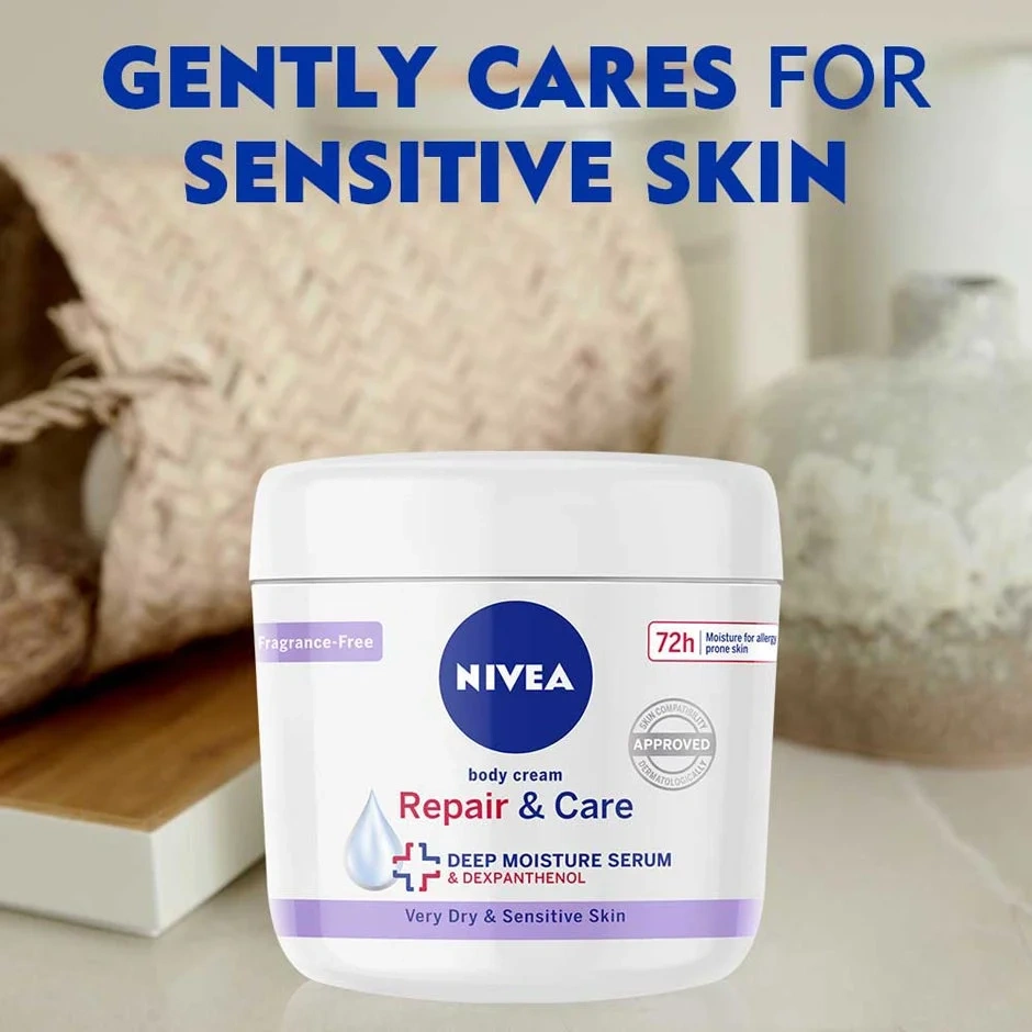 Nivea Repair & Care Fragrance Free Body Cream, 400ml