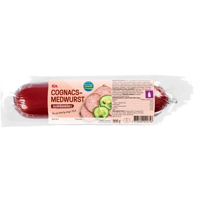 Cognacsmedwurst Alspånsrökt 300g ICA