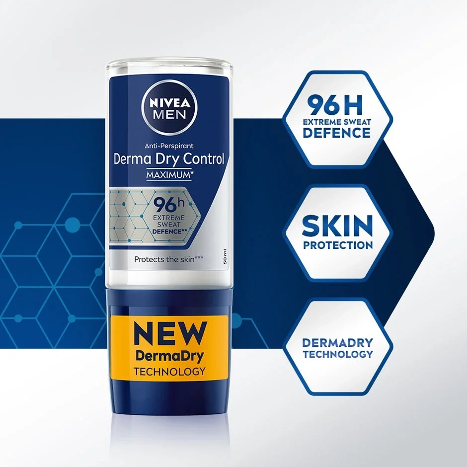 Nivea Men Deoodorant Roll-on Derma Dry, 50ml