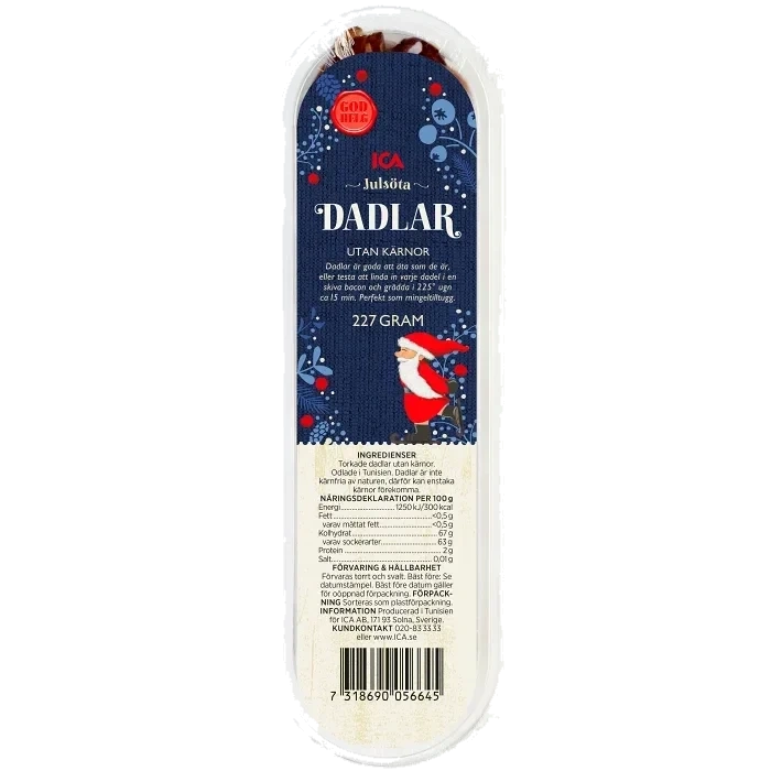 Dadlar utan kärnor 227g ICA
