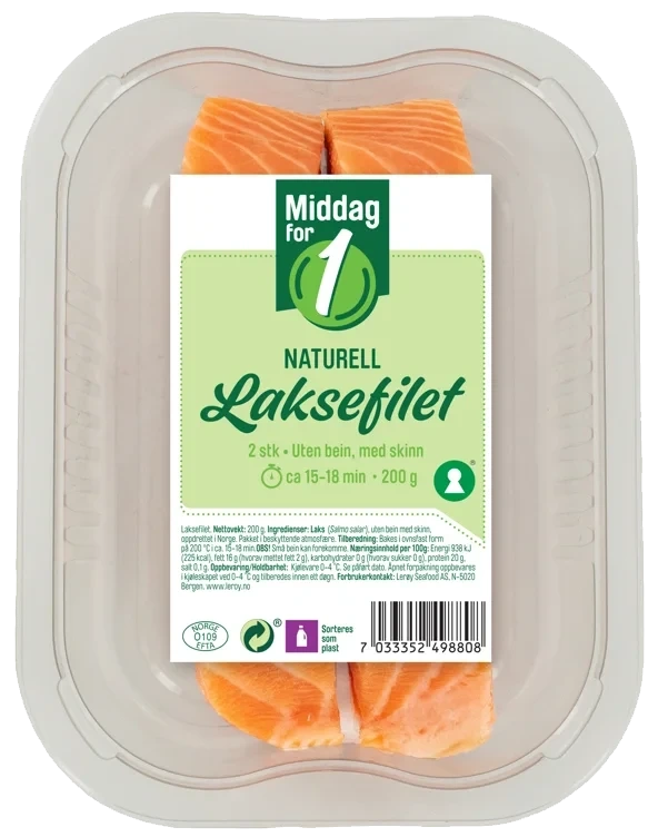 Laks Porsjoner m/Skinn 2x100g Billig Middag