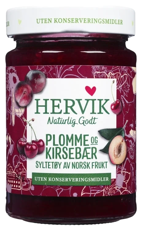 Hervik Plomme og Kirsebærsyltetøy 320g