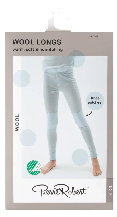 Wool Longs Kids Ice Blue 98-104 Pierre Robert