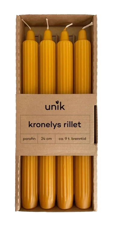 Kronelys Oker Rillet 4stk Unik