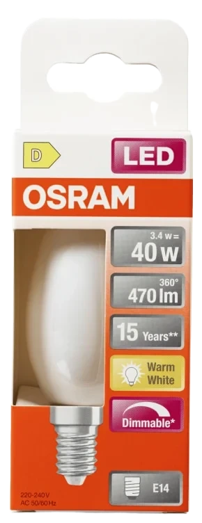 Lyspære Led Cl B 40 Matt Dim 827 E14 Osram