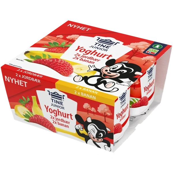 Tine Junior Yoghurt Jordbær & Banan 4x125g