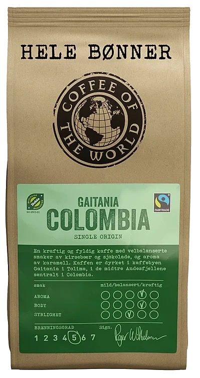 Gaitania Colombia Hele Bønner Økol 340g Cotw