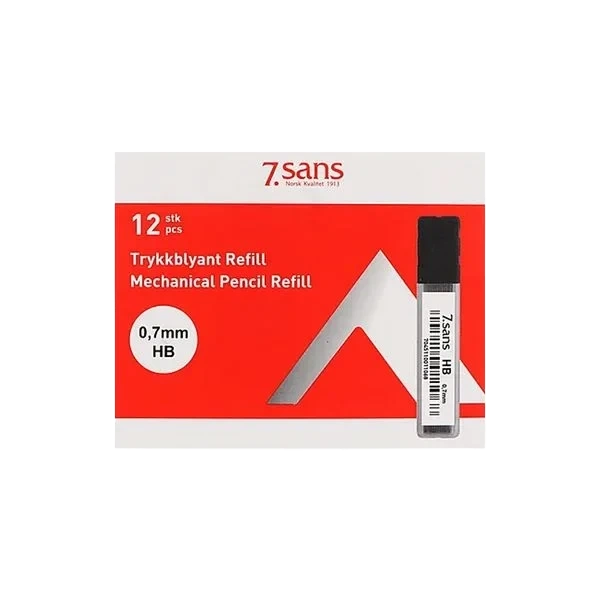 7.sans Trykkblyant Refill 0,7 HB (Kartong 12 pk)