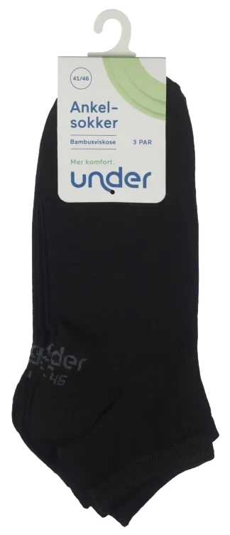 Ankelsokker Bambus Sort 41/46 3pk Under