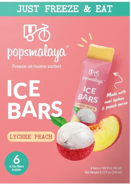 Popsmalaya Ice Bar Lychee Peach 6 stk 270ml