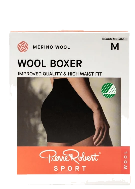 Boxer Wool Sport Black Melange L Pierre-Robert
