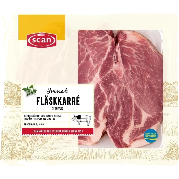 Fläskkarré Färsk Skivad Benfri 600g Scan