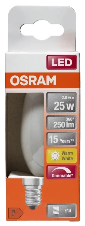 Lyspære Led Cl B 25 Matt E14 Dim Osram