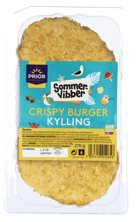 Crispy Burger Av Kylling 270g Prior