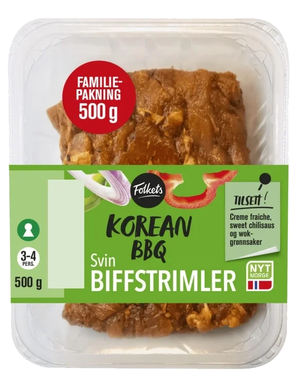 Svin Biffstrimler Korean Bbq 500g Folkets