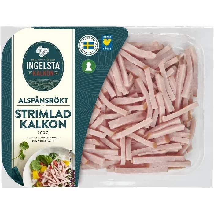 Kalkon strimlad alspånsrökt 200g Ingelsta kalkon