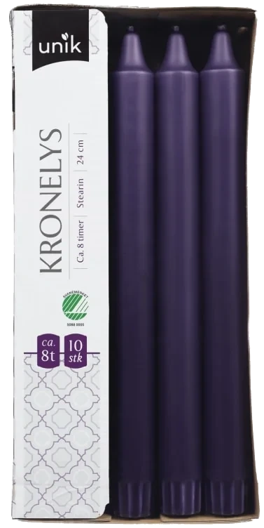 Kronelys Lilla 24cm 10stk Unik