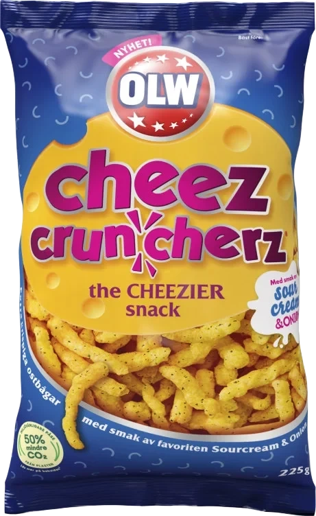Olw Cheez Cruncherz Sour Cream & Onion 225g
