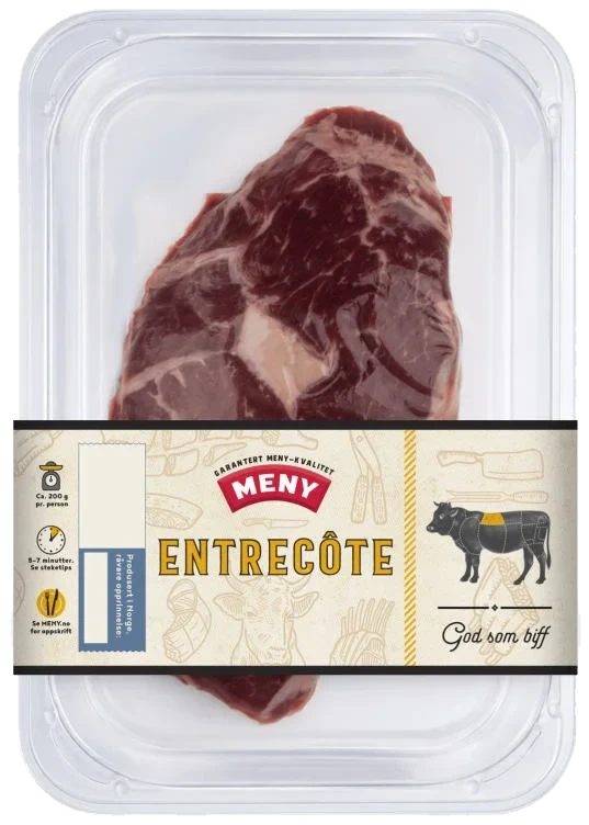 Storfe Entrecote skivet Ca350g Meny