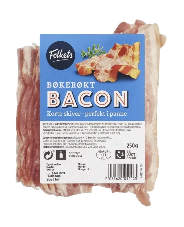 Bacon Bøkerøkt skivet 250g Folkets
