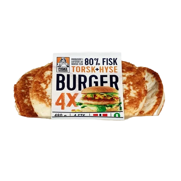 Fiskeburger 80% Torsk&hyse 480g Fiskemannen