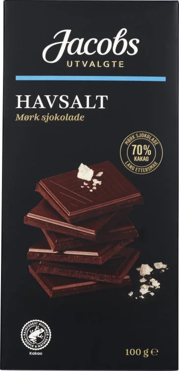 Sjokolade Mørk 70% Havsalt 100g Jacobs Utvalgte
