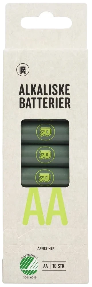 Alkaliske batterier AA 10 stk