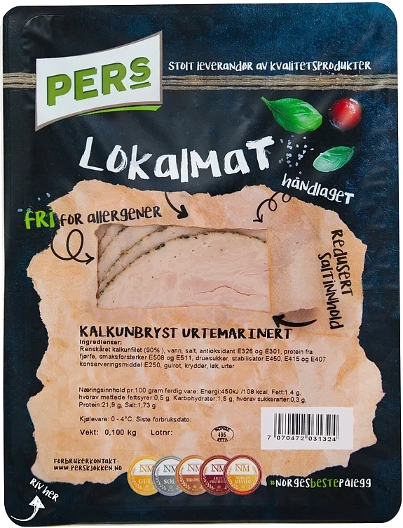 Kalkunbryst urtemarinert skåret  100g
