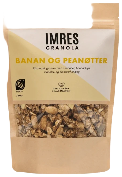Banan og Peanøtter 340g Imres Granola