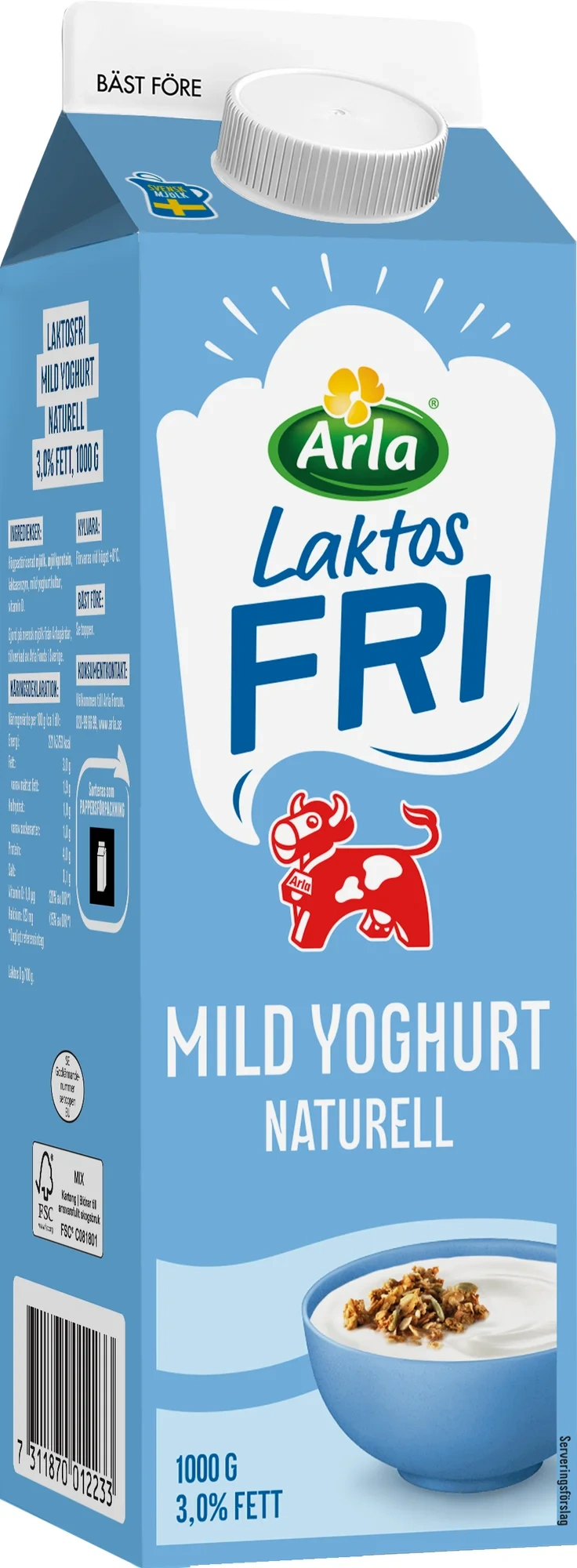 Laktosfri mild yoghurt naturell 3.0%