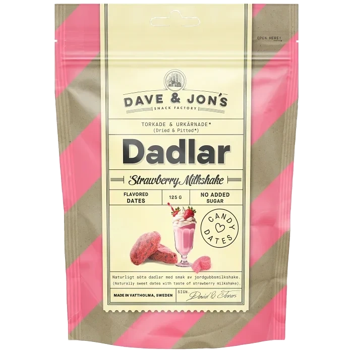 Dadlar Strawberry Milkshake 125g DAVE & JON'S
