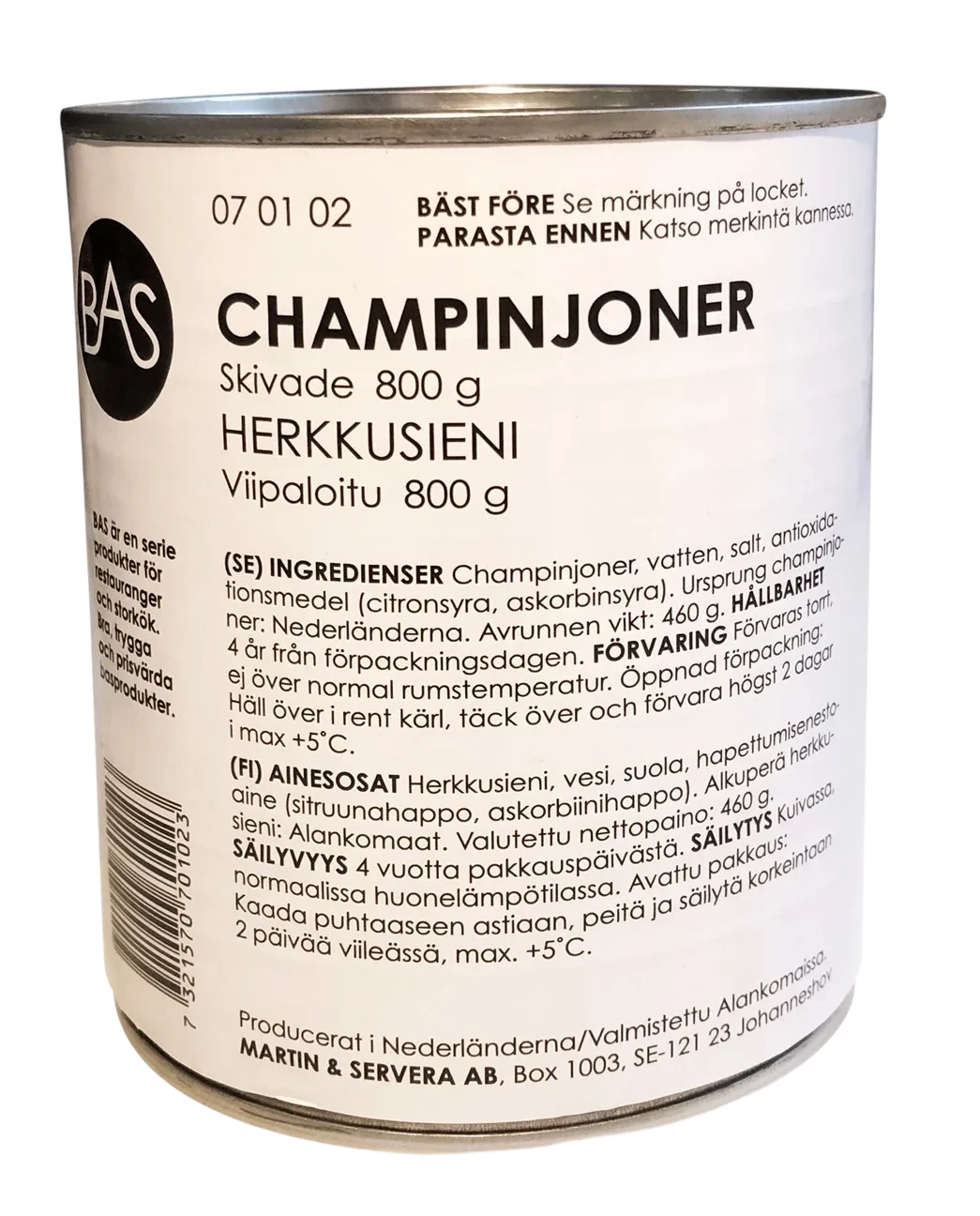 Champinjoner skivade