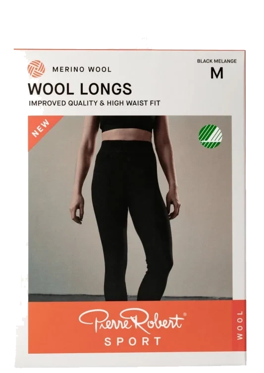 Wool Longs Sport Black Melange Xl Pierre-Robert