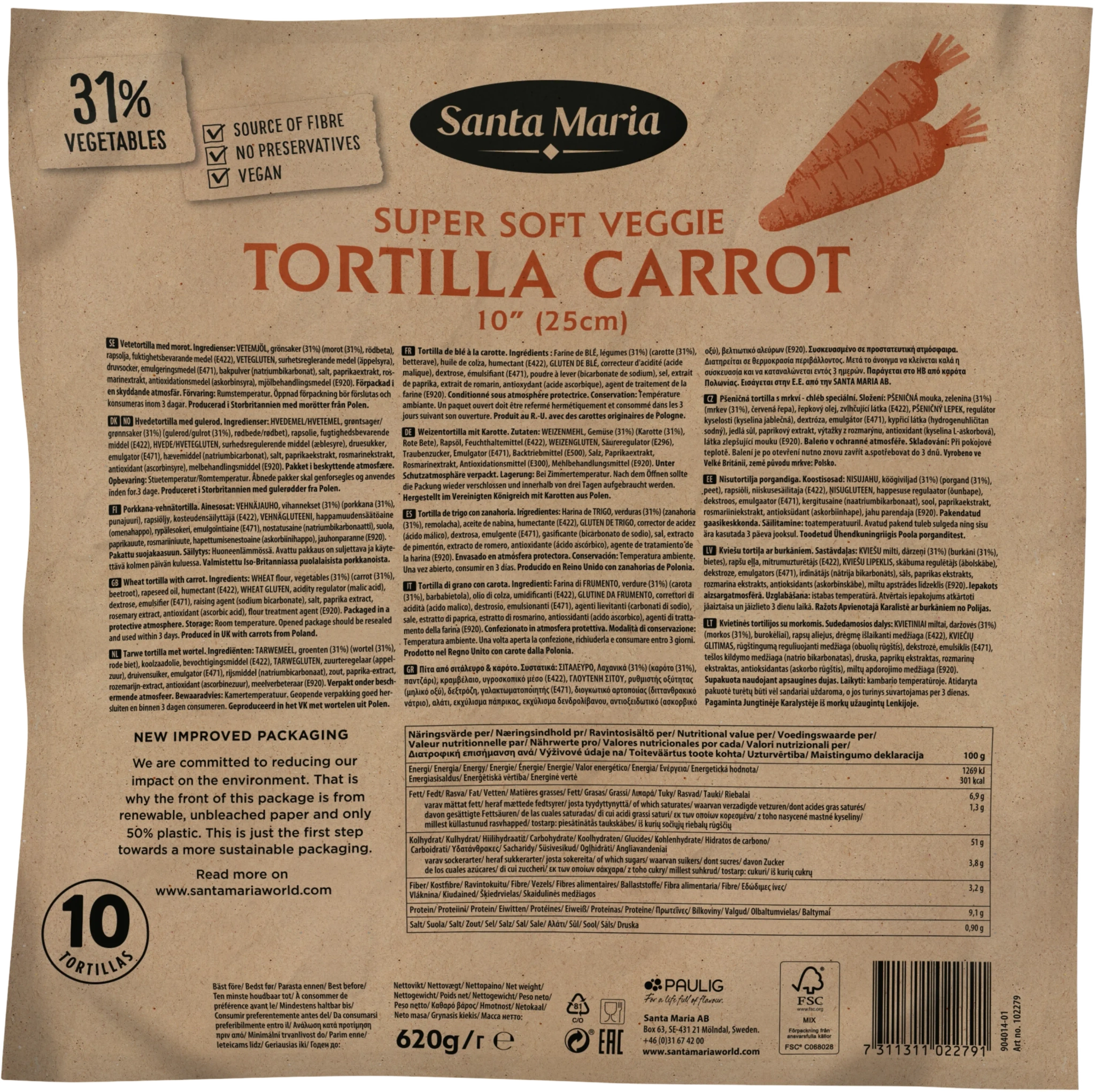 Tortilla Carrot 10'' (25cm)