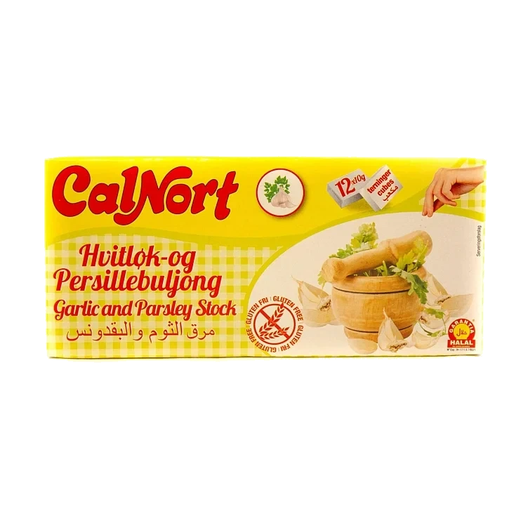 Hvitløk og Persille Buljong 12x10g Calnort
