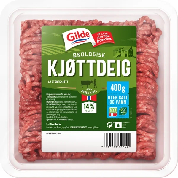 Kjøttdeig Storfe Økologisk 400g 14% Uten Salt&vann