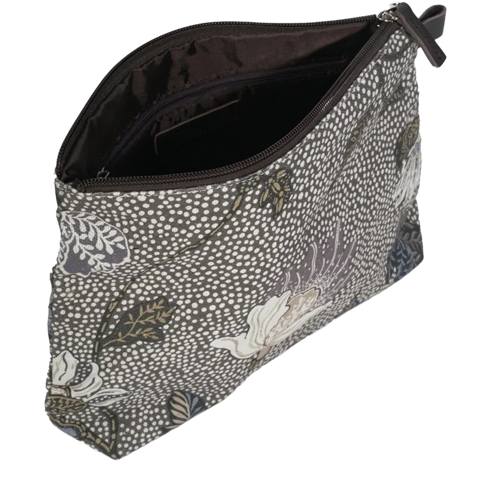 Ceannis Cosmetic Medium Khaki Flower Linen