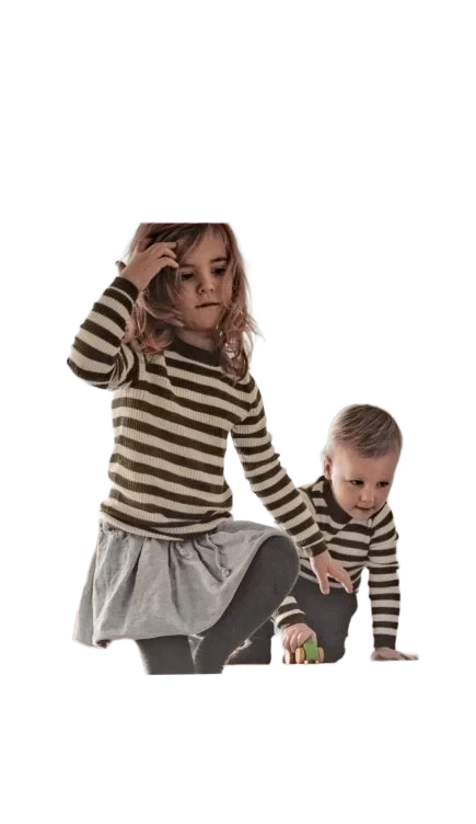 Wool Long Sleeve Kids Dark Olive 110-116